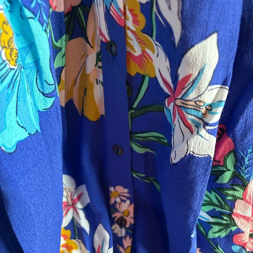 Anthropologie Blue Floral Midi Dress - Picture 7 of 11